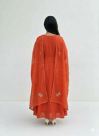Three piece panel anarkali in pure mul chanderi