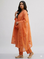 Malai chanderi three piece gathering salwar